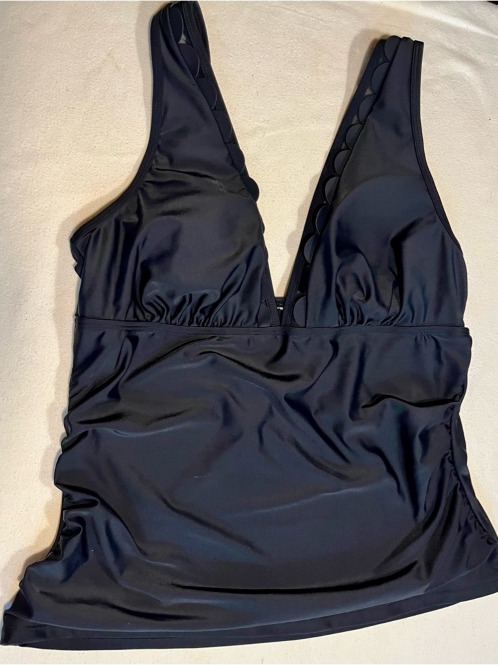 NEW Cupshe Black Scallop V-Neck Tankini Swimsuit Set Size XL - Picture 4 of 12
